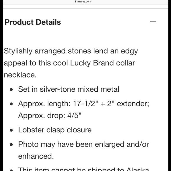 NWT Lucky Brand Necklace in Silver and Grey Stones - Picture 5 of 5